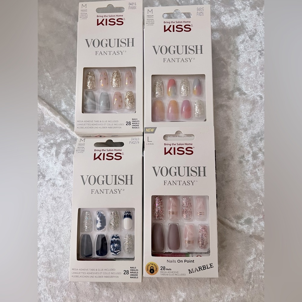 Kiss Voguish Fantasy Nail Bundle of 4 Sets NEW